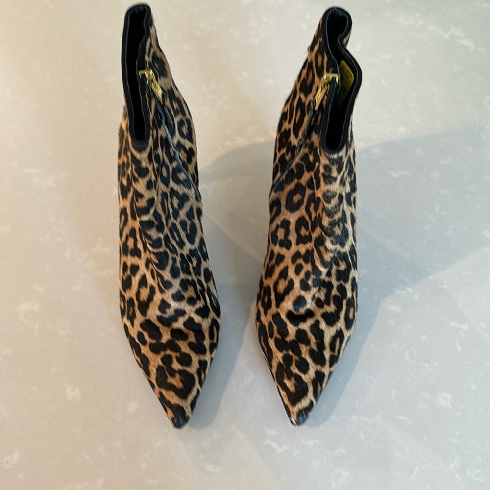 Sam Edelman Karen Leopard Calf Hair Stiletto Ankle Boots Size 8.5 - Picture 2 of 11